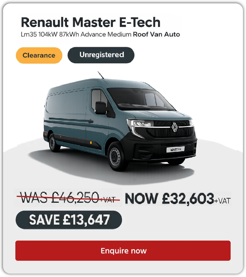Renault Master E Tech Lm35 104kW 87kWh Advance Medium Roof Van Auto